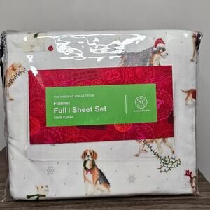 Martha Stewart Holiday Collection Full Size Flannel Sheet Set Holiday Dogs NWT